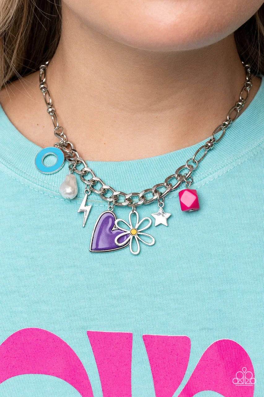 Living in CHARM-ony - Purple - Heart Flower Star Charm Paparazzi Short Necklace