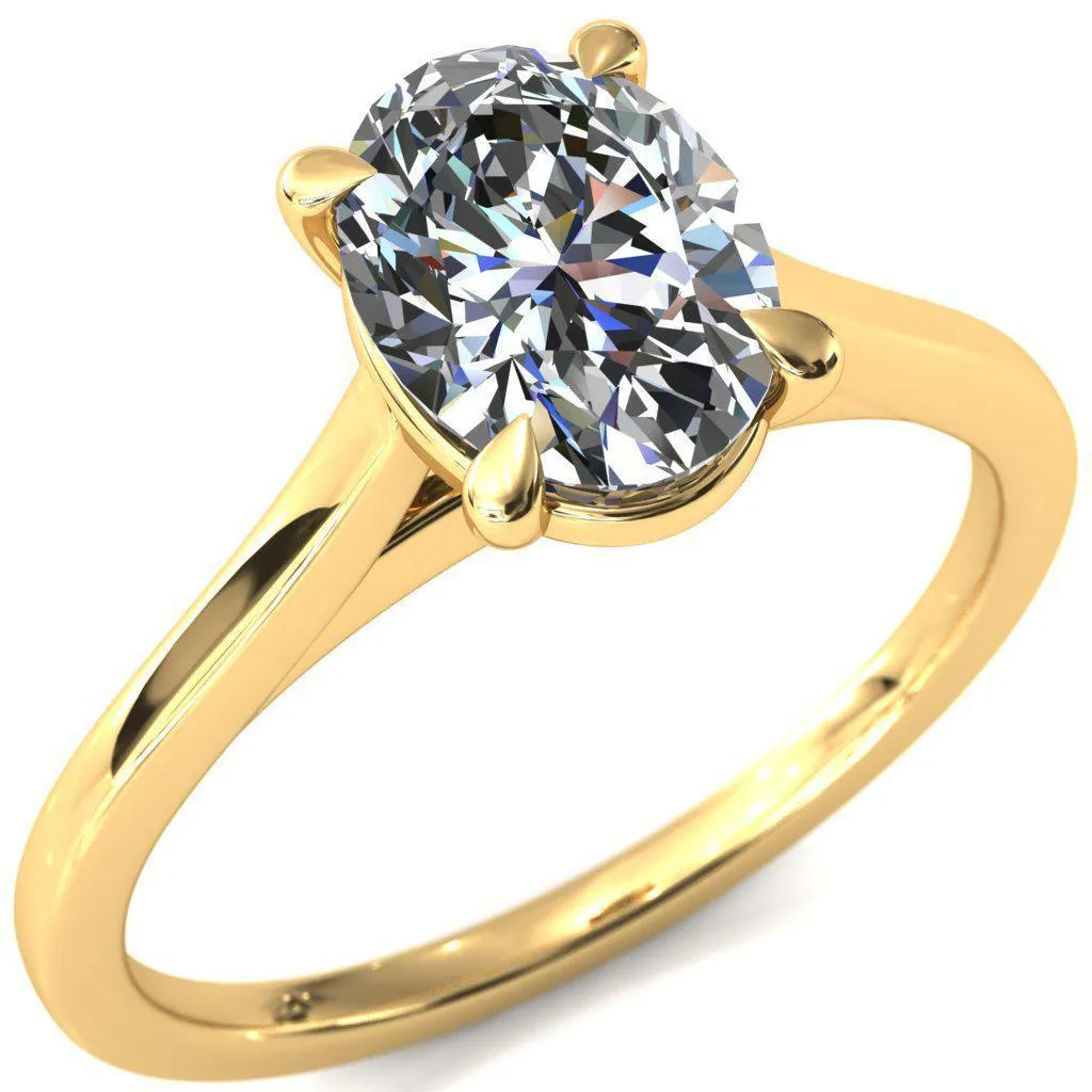 Lizzy Oval Center Stone 4 Claw Prong Cathedral Engagement Ring