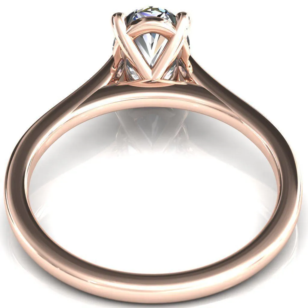 Lizzy Oval Center Stone 4 Claw Prong Cathedral Engagement Ring