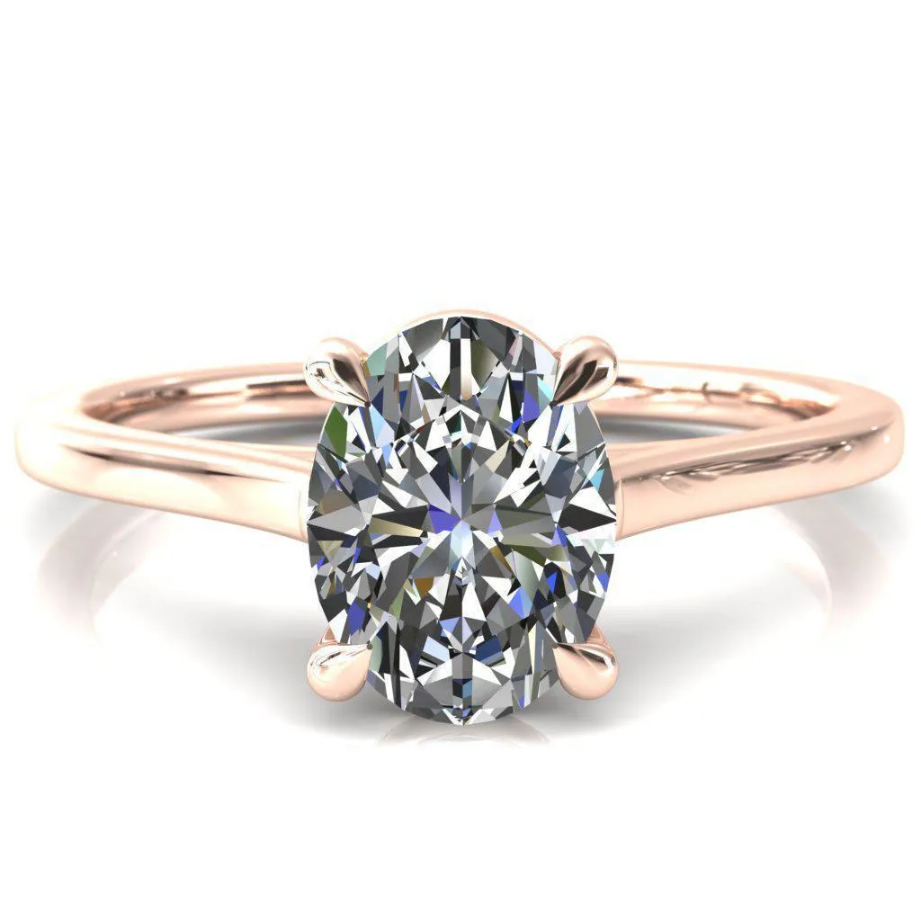 Lizzy Oval Center Stone 4 Claw Prong Cathedral Engagement Ring