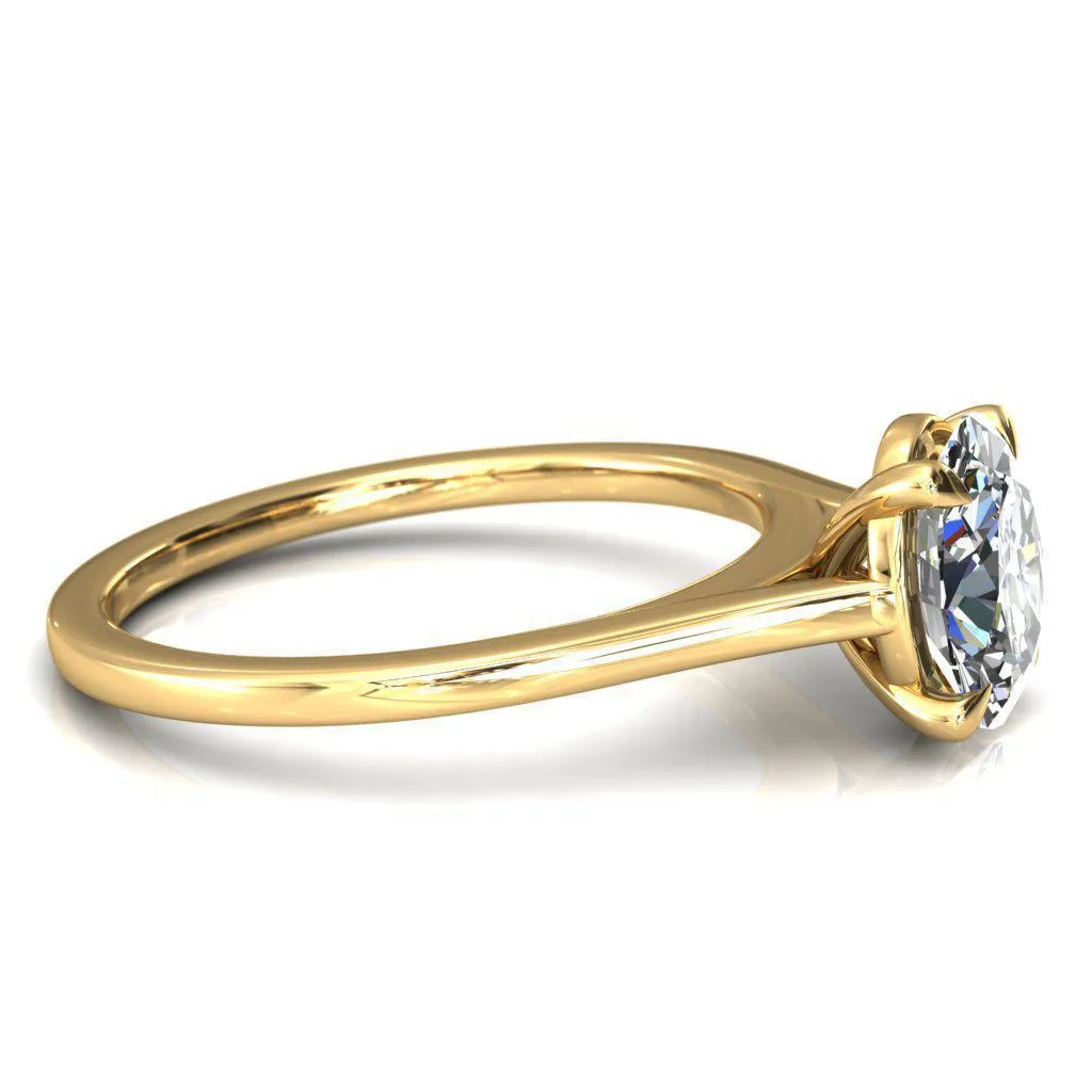 Lizzy Oval Center Stone 4 Claw Prong Cathedral Engagement Ring