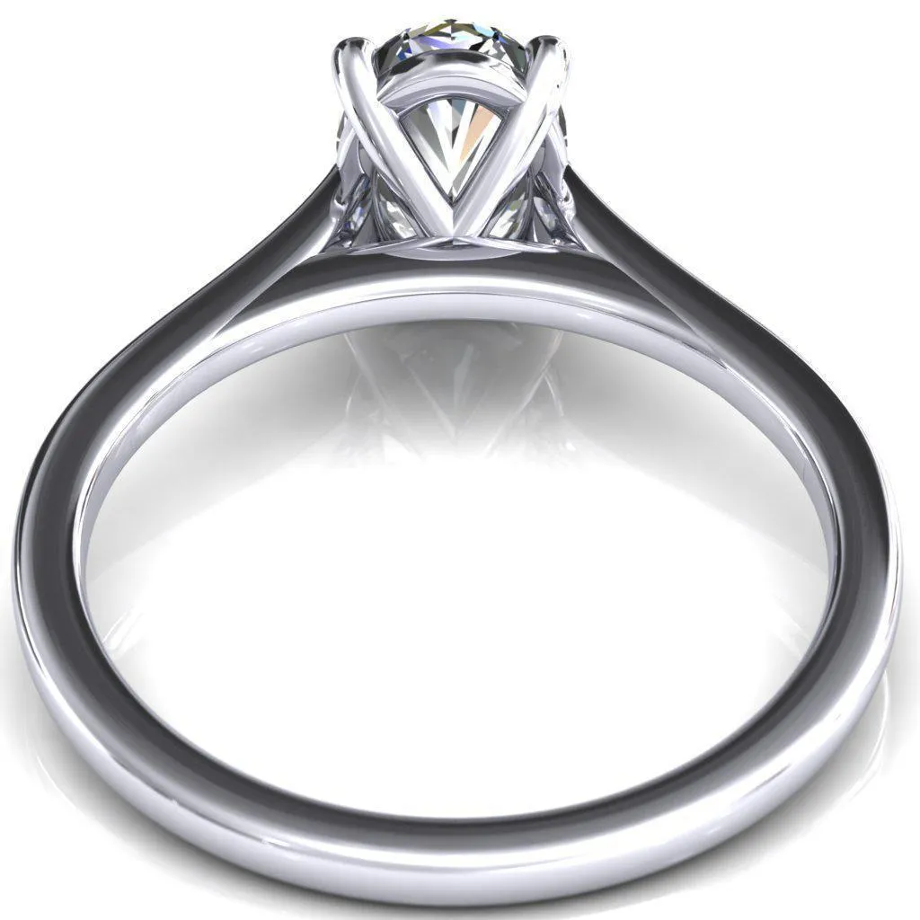 Lizzy Oval Center Stone 4 Claw Prong Cathedral Engagement Ring
