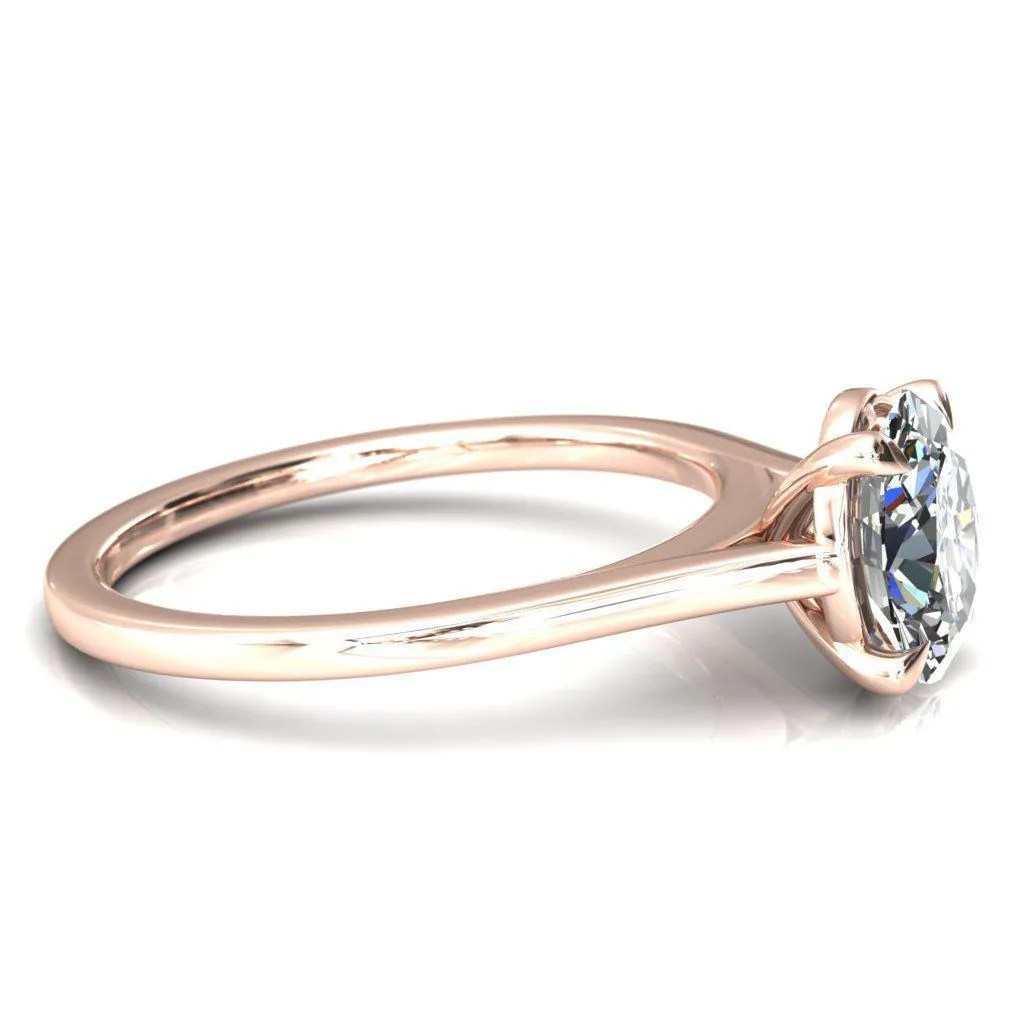 Lizzy Oval Center Stone 4 Claw Prong Cathedral Engagement Ring