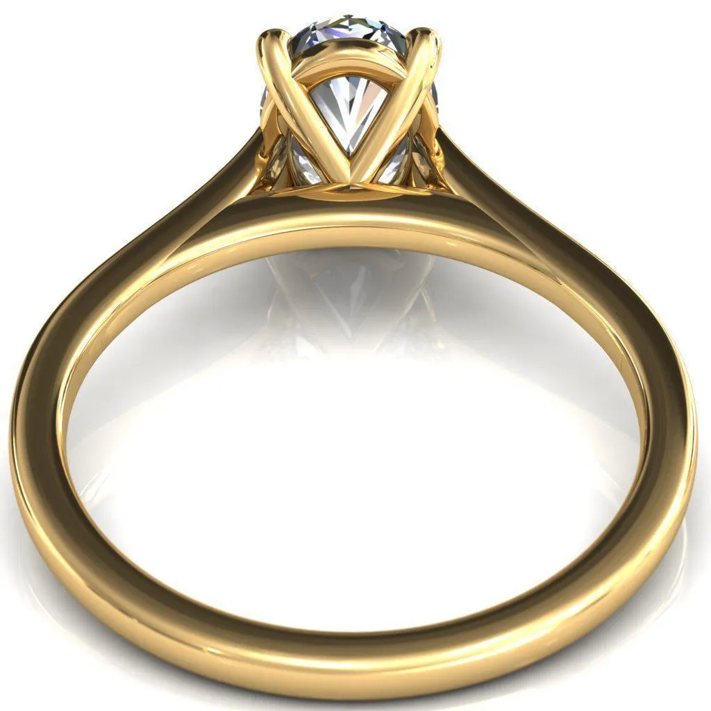 Lizzy Oval Center Stone 4 Claw Prong Cathedral Engagement Ring