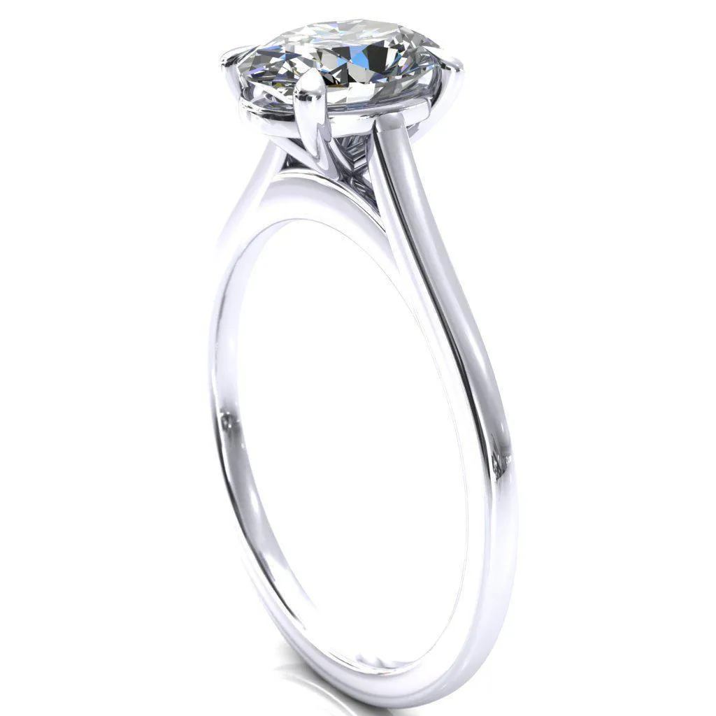 Lizzy Oval Center Stone 4 Claw Prong Cathedral Engagement Ring