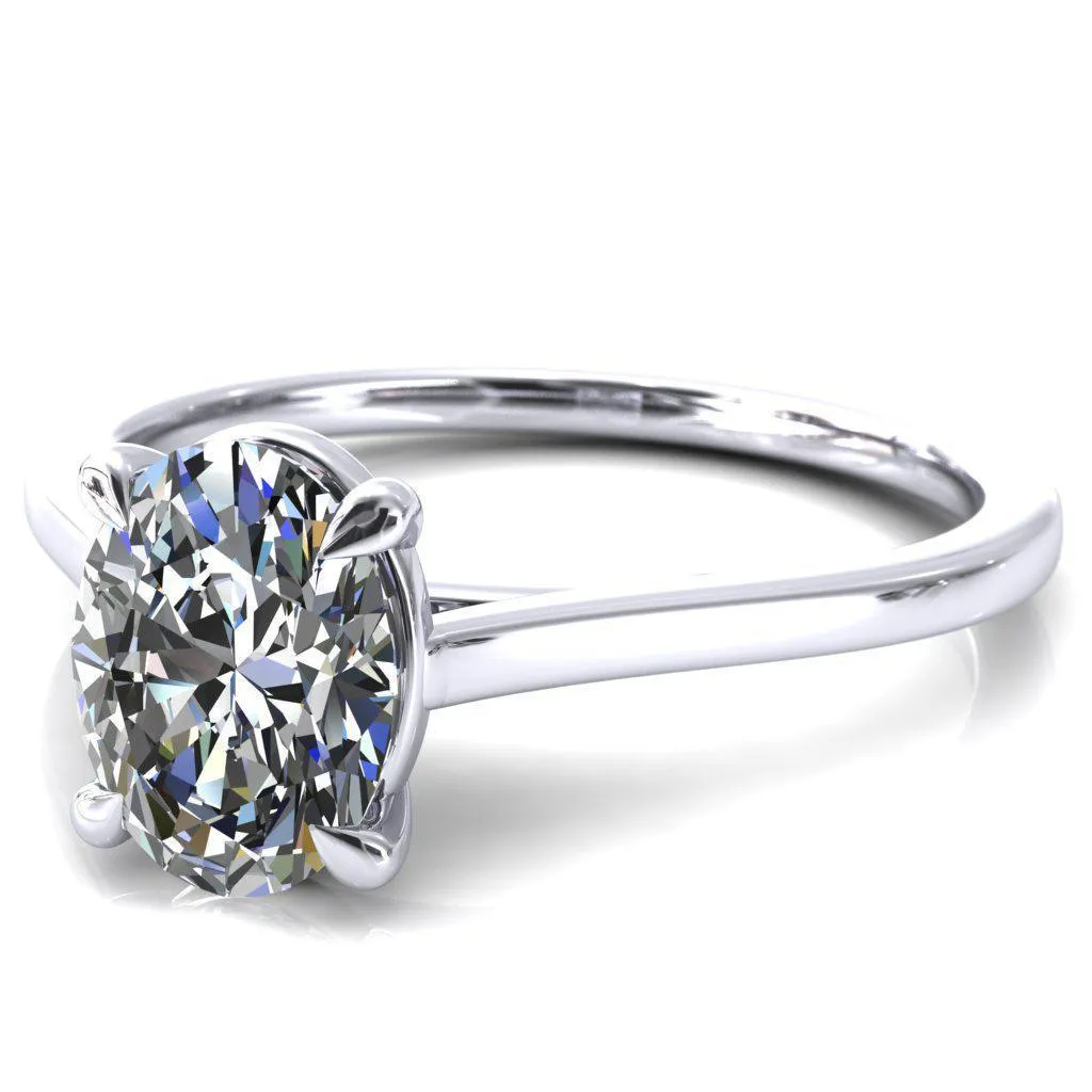Lizzy Oval Center Stone 4 Claw Prong Cathedral Engagement Ring