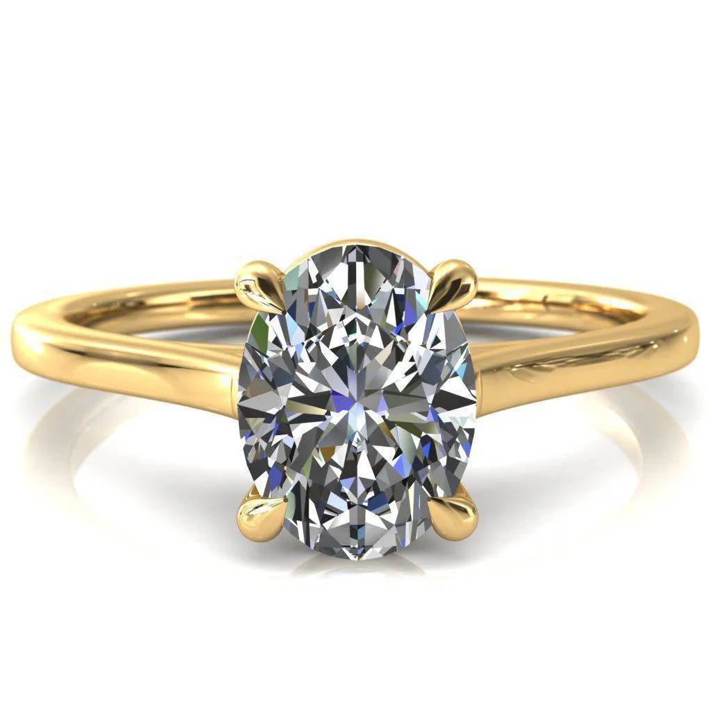 Lizzy Oval Center Stone 4 Claw Prong Cathedral Engagement Ring