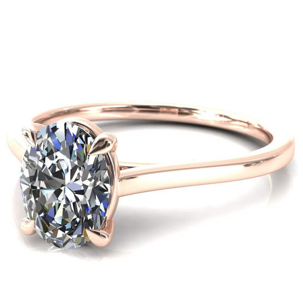Lizzy Oval Center Stone 4 Claw Prong Cathedral Engagement Ring