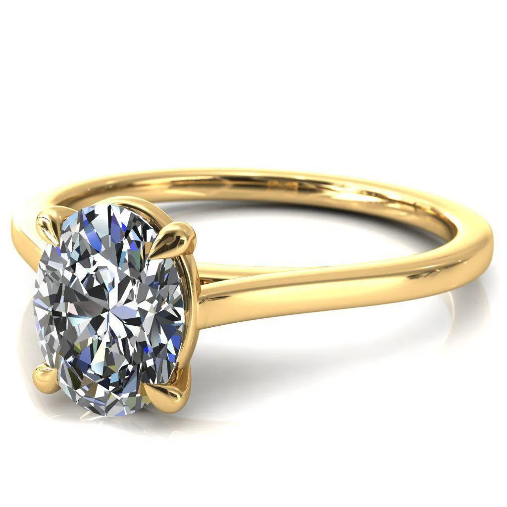 Lizzy Oval Center Stone 4 Claw Prong Cathedral Engagement Ring