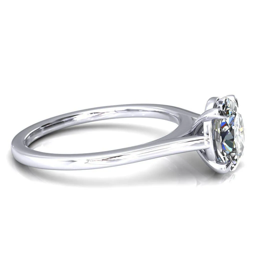 Lizzy Oval Center Stone 4 Claw Prong Cathedral Engagement Ring