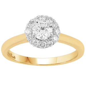 Love by Michelle Beville Halo Solitaire Ring with 0.55ct of Diamonds in 18ct Yellow Gold