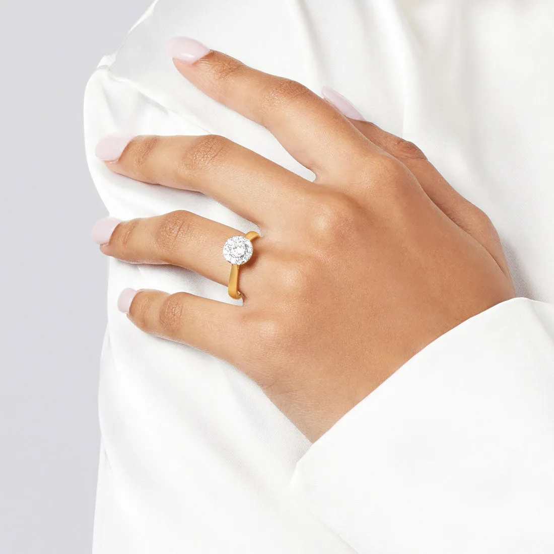 Love by Michelle Beville Halo Solitaire Ring with 0.55ct of Diamonds in 18ct Yellow Gold