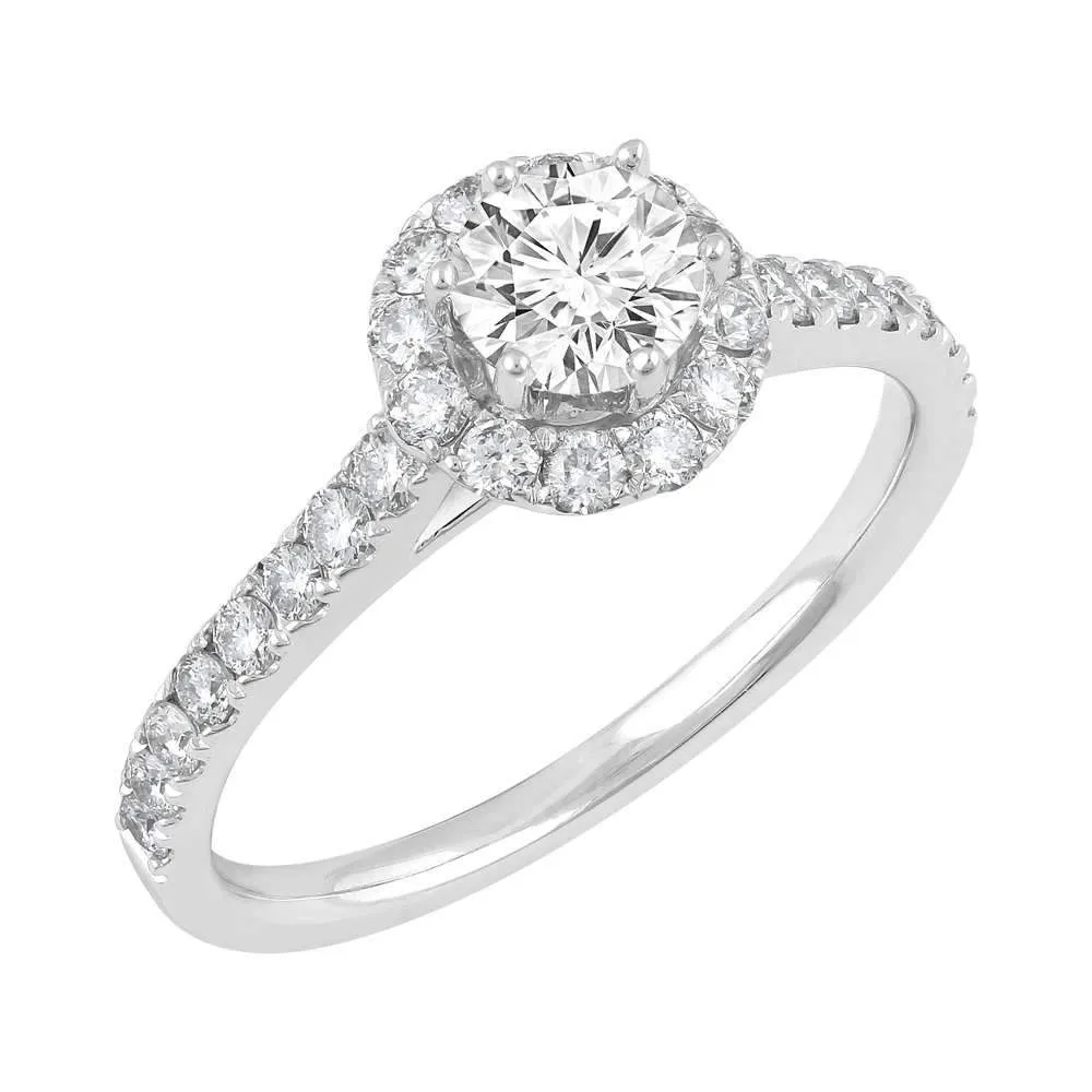 Love by Michelle Beville Halo Solitaire Ring with 0.90ct of Diamonds in 18ct White Gold