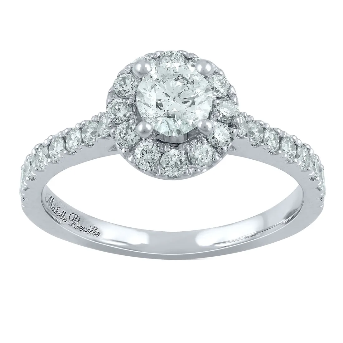Love by Michelle Beville Halo Solitaire Ring with 0.90ct of Diamonds in 18ct White Gold