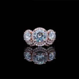 Love Trust Respect Engagement Ring Set in 14k Rose Gold 2.0ct Round Cut Diamond