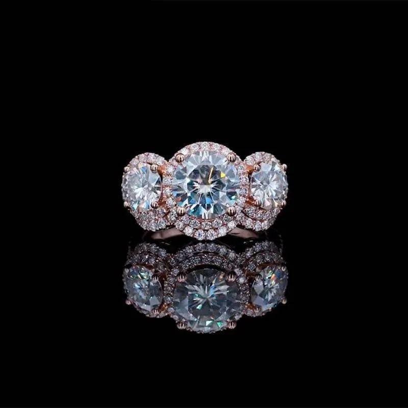 Love Trust Respect Engagement Ring Set in 14k Rose Gold 2.0ct Round Cut Diamond