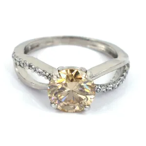 Lovely Champagne Diamond Ring With White Accents, Latest Design & Great Sparkle! Gift For Wife! 2.00 Ct Certified