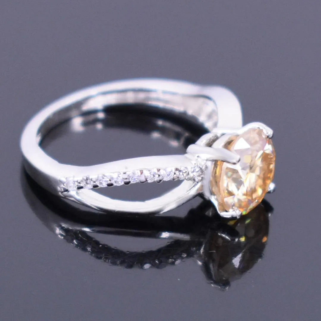 Lovely Champagne Diamond Ring With White Accents, Latest Design & Great Sparkle! Gift For Wife! 2.00 Ct Certified