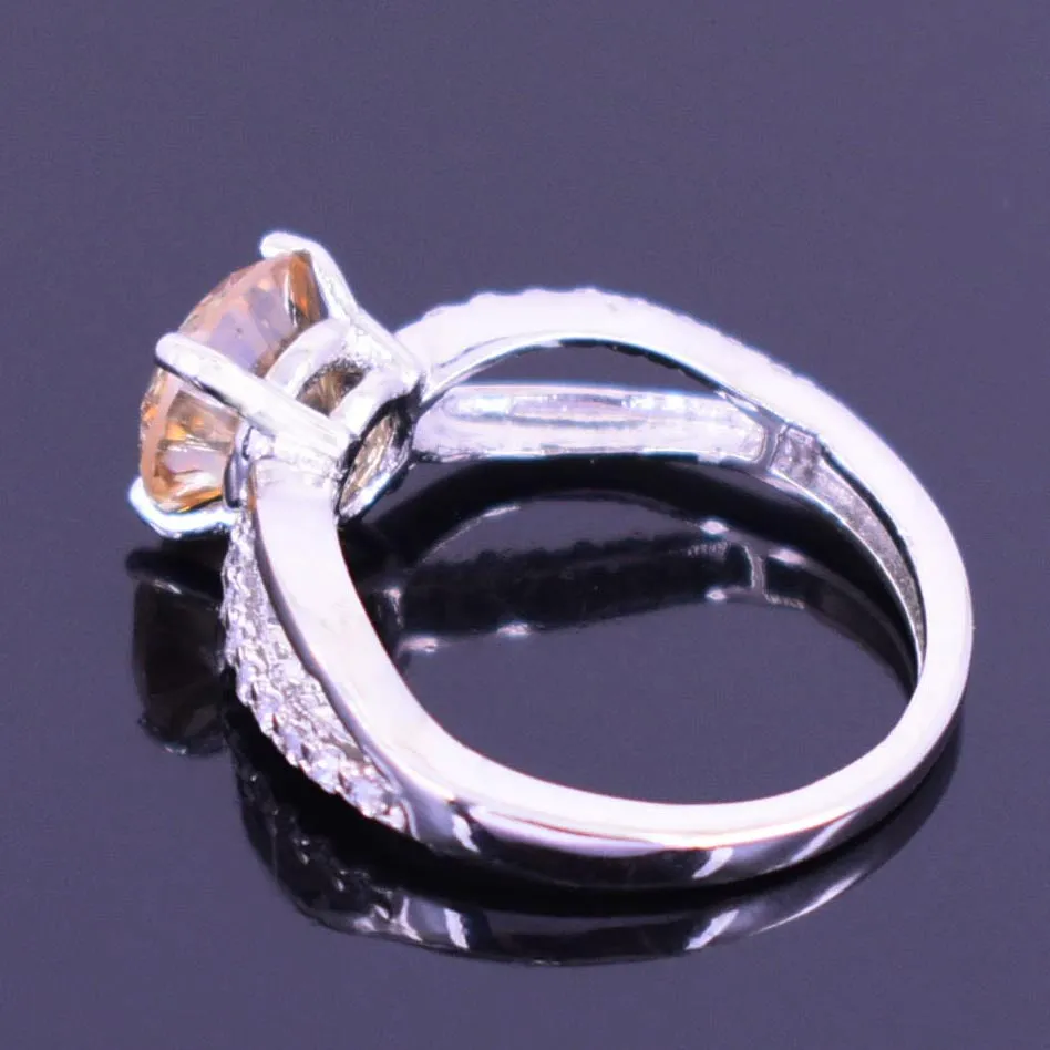 Lovely Champagne Diamond Ring With White Accents, Latest Design & Great Sparkle! Gift For Wife! 2.00 Ct Certified