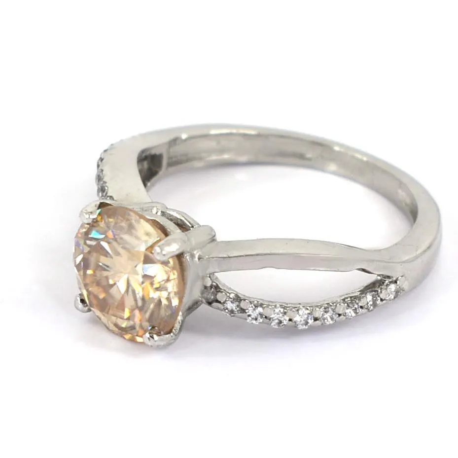 Lovely Champagne Diamond Ring With White Accents, Latest Design & Great Sparkle! Gift For Wife! 2.00 Ct Certified