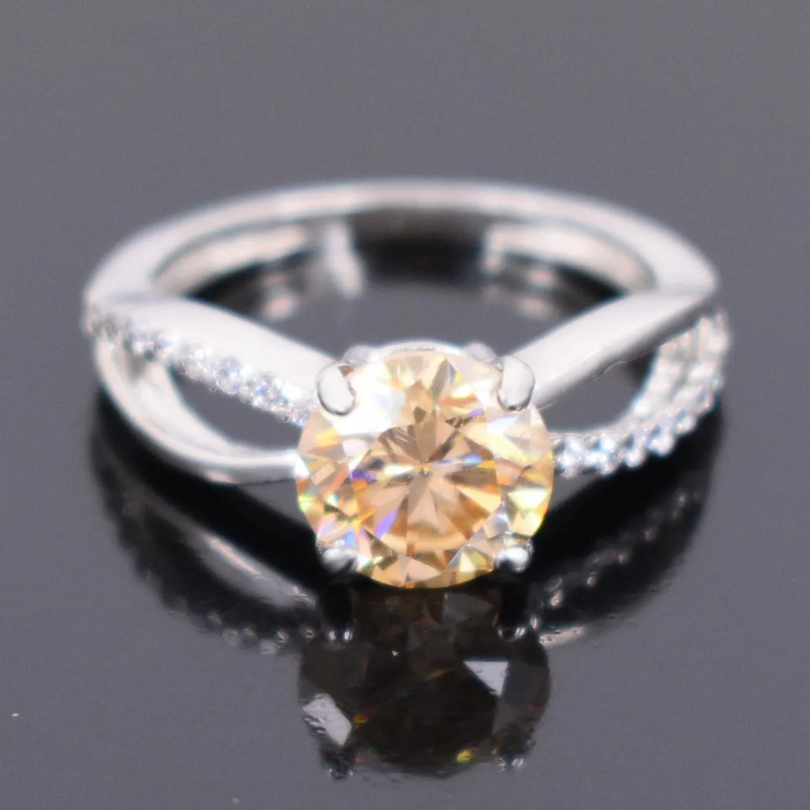 Lovely Champagne Diamond Ring With White Accents, Latest Design & Great Sparkle! Gift For Wife! 2.00 Ct Certified