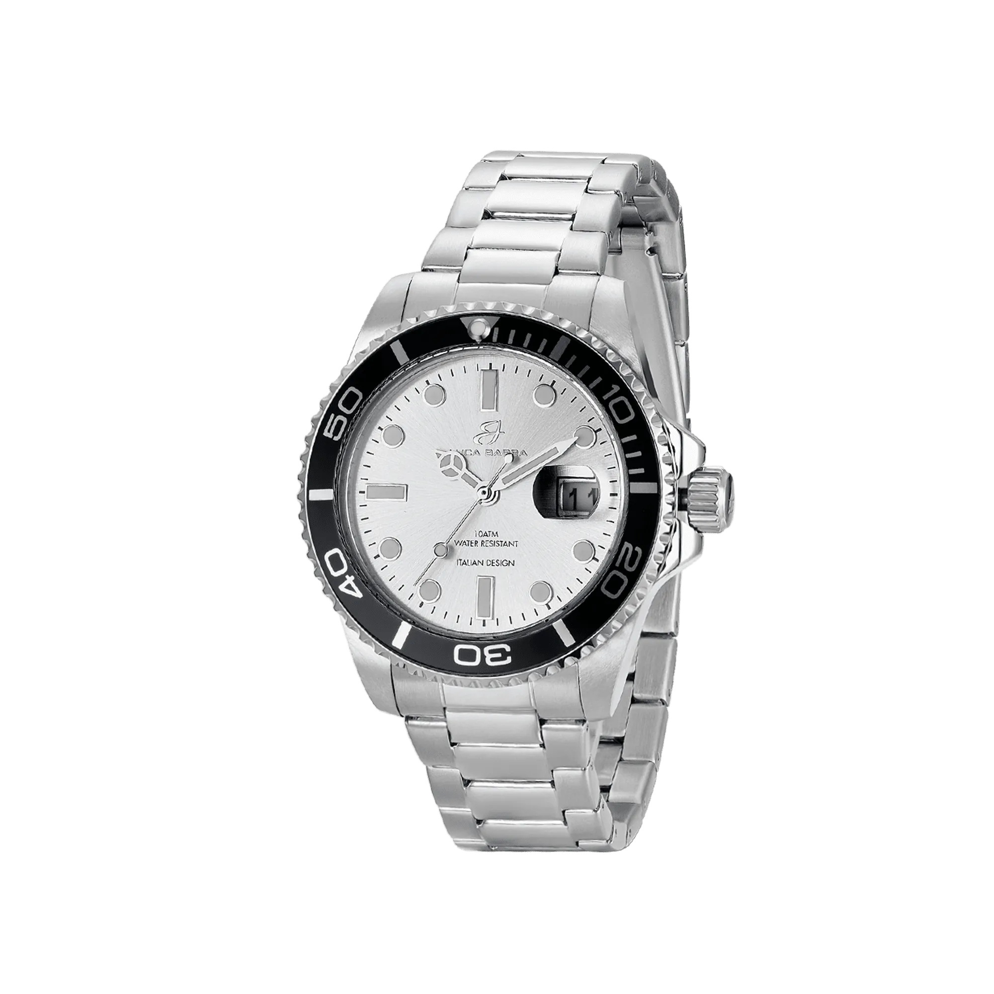 Luca Barra Gents Watch with Steel Case Silver Dial and Black Bezel