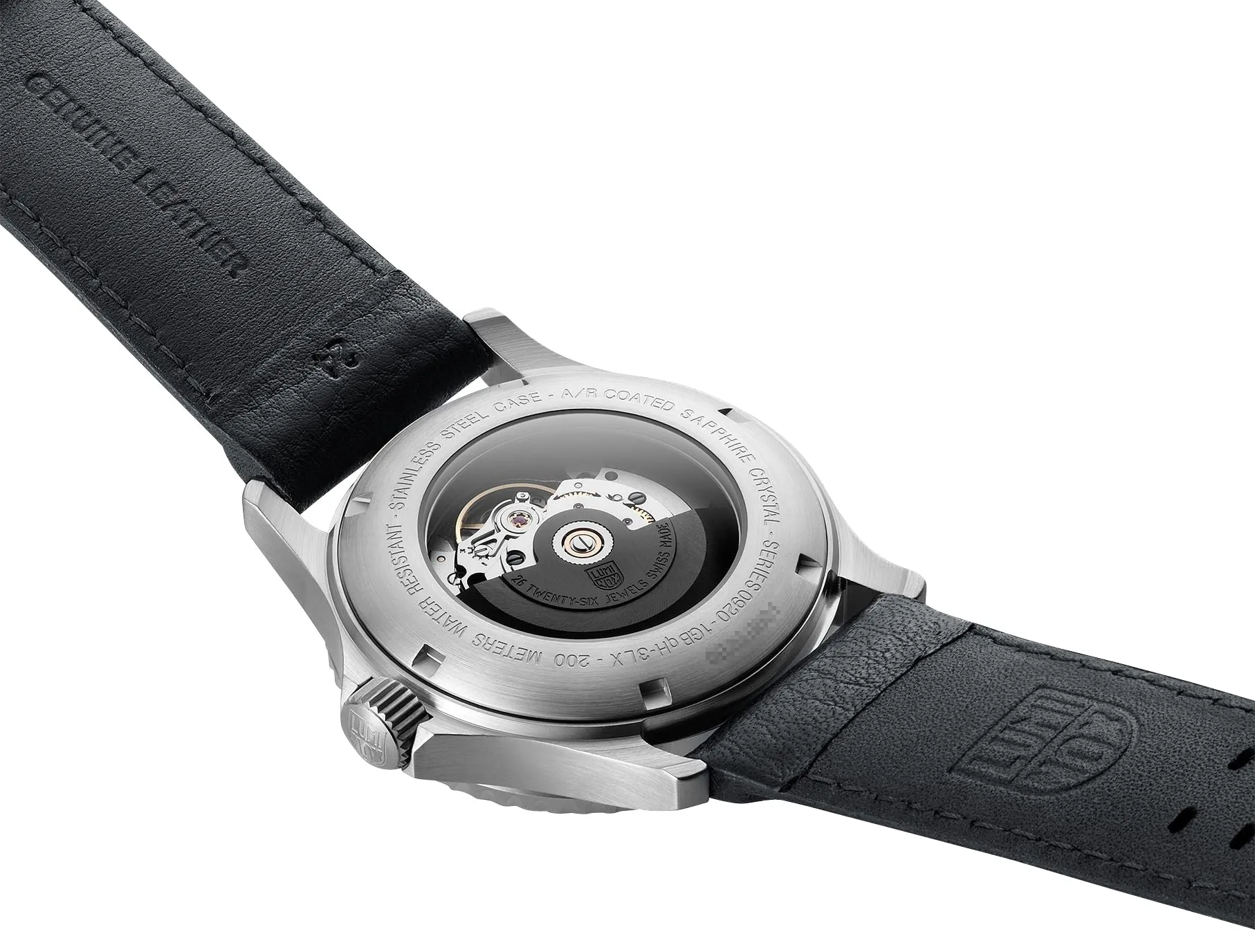 Luminox Sport Timer Automatic Stainless Steel Black Dial Black Leather Strap Day/Date Divers Mens Watch XS.0921