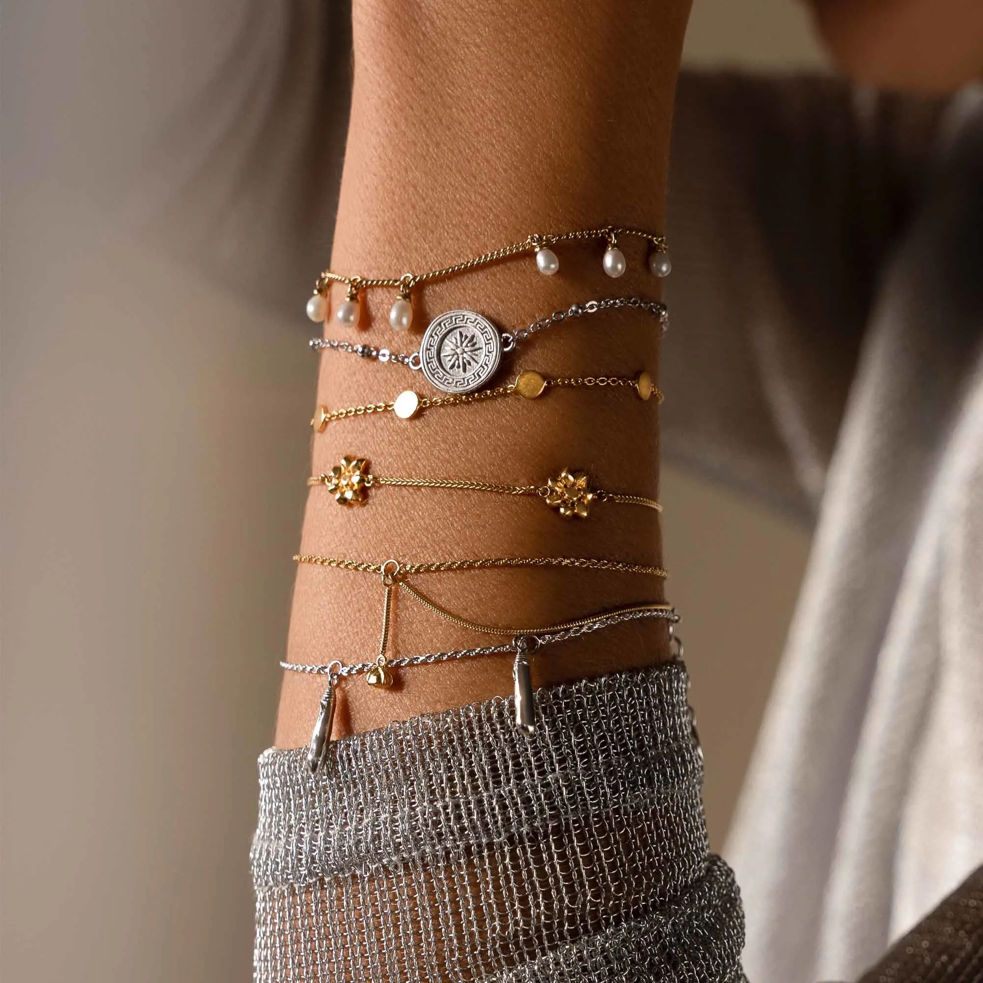 Luna 925 sterling silver gold plated bracelet with coins