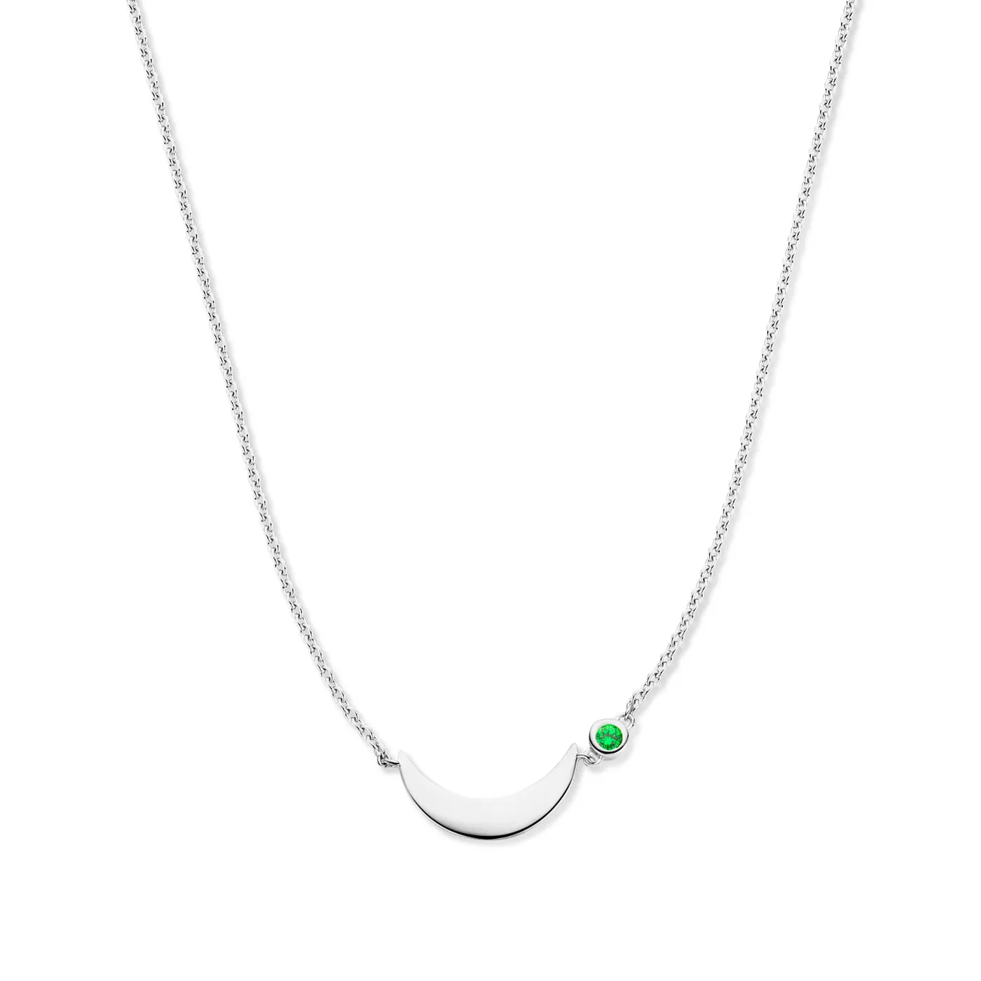 Luna 925 sterling silver necklace with green zirconia stone