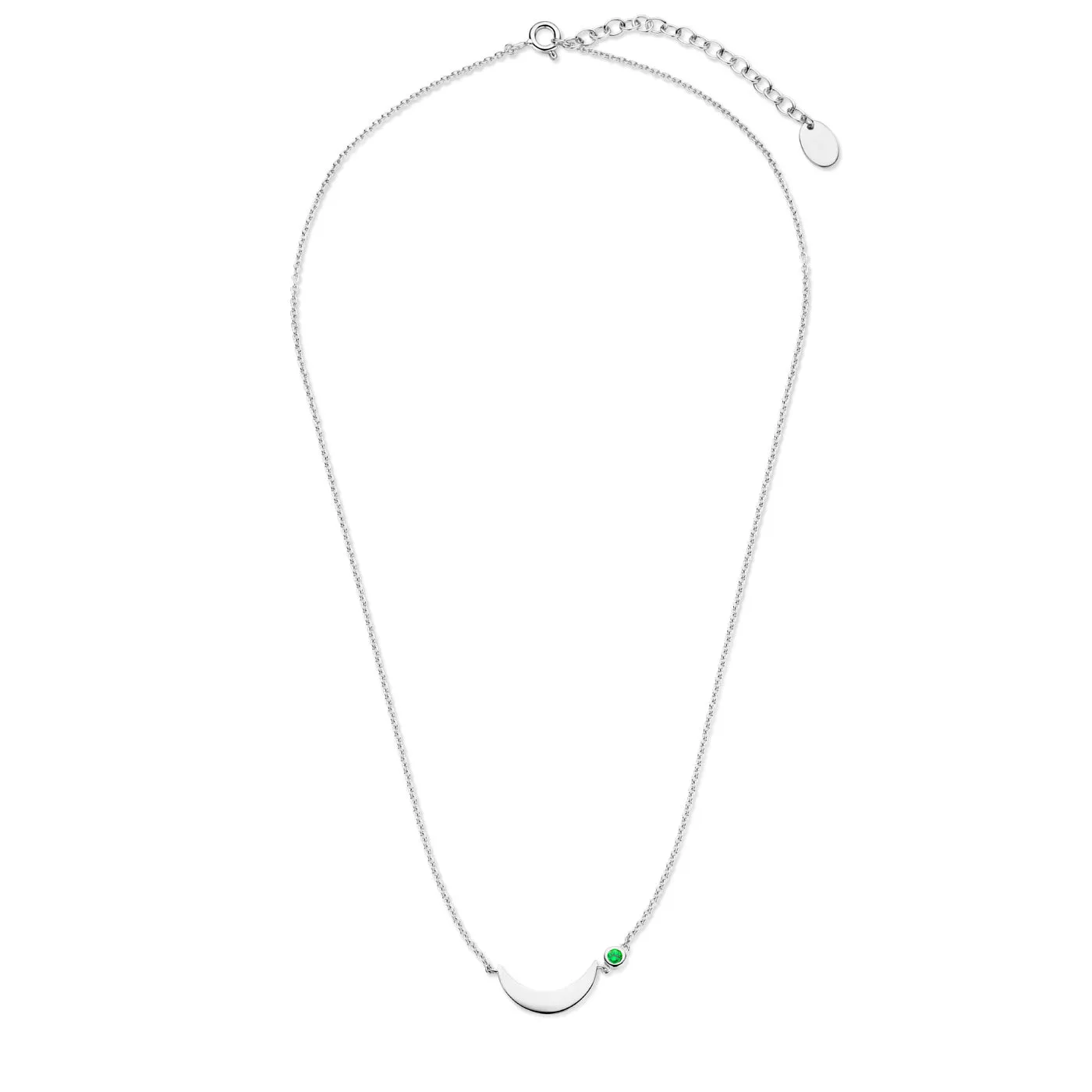 Luna 925 sterling silver necklace with green zirconia stone