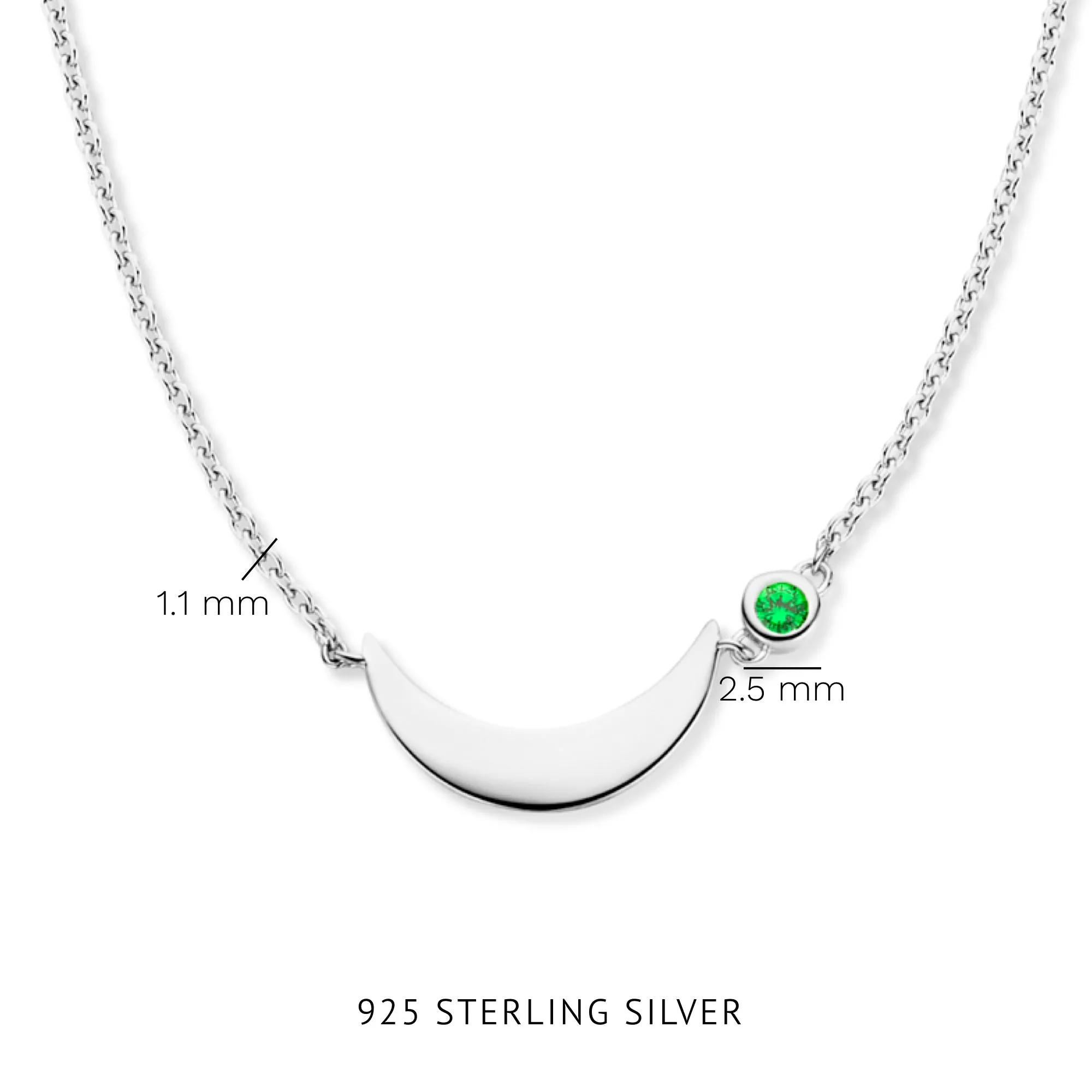 Luna 925 sterling silver necklace with green zirconia stone