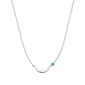 Luna 925 sterling silver necklace with green zirconia stone