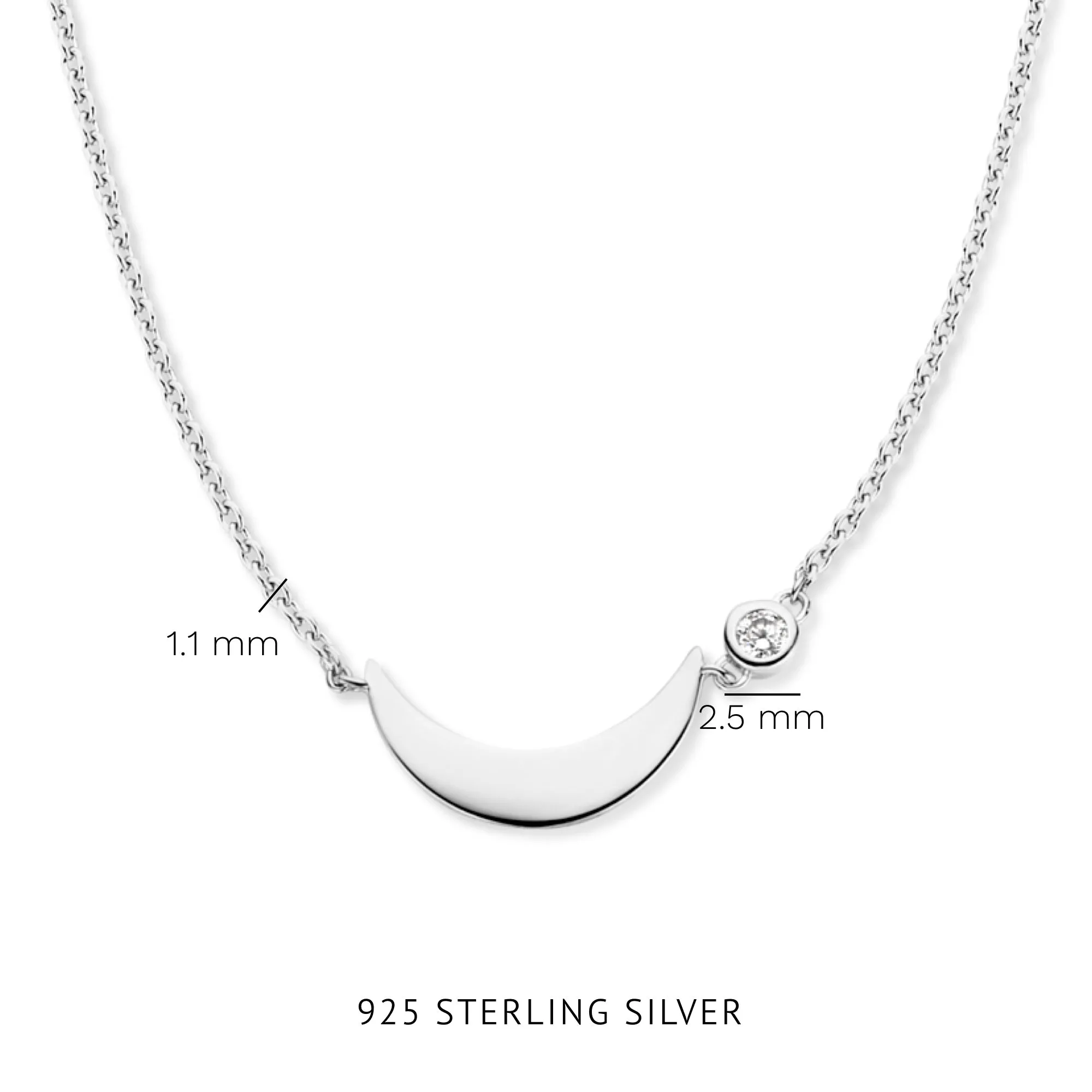Luna 925 sterling silver necklace with white zirconia stone