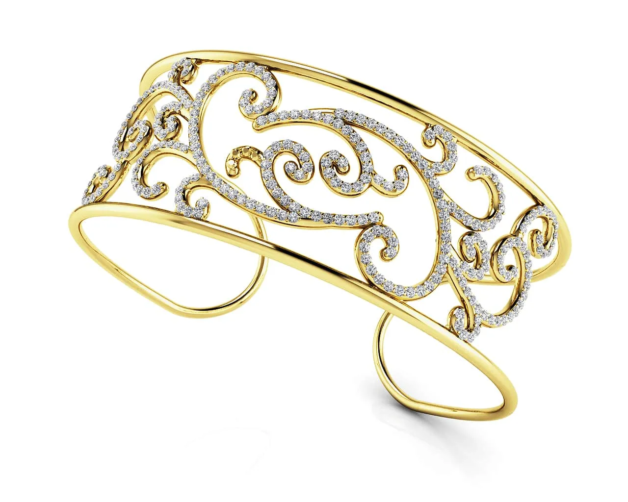 Luxurious Diamond Cuff Diamond  with 1.36 ct.(finished) 1mm