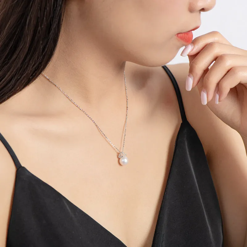 Luxury Princess Crown Geniune Freshwater Pearl Pendant Necklace
