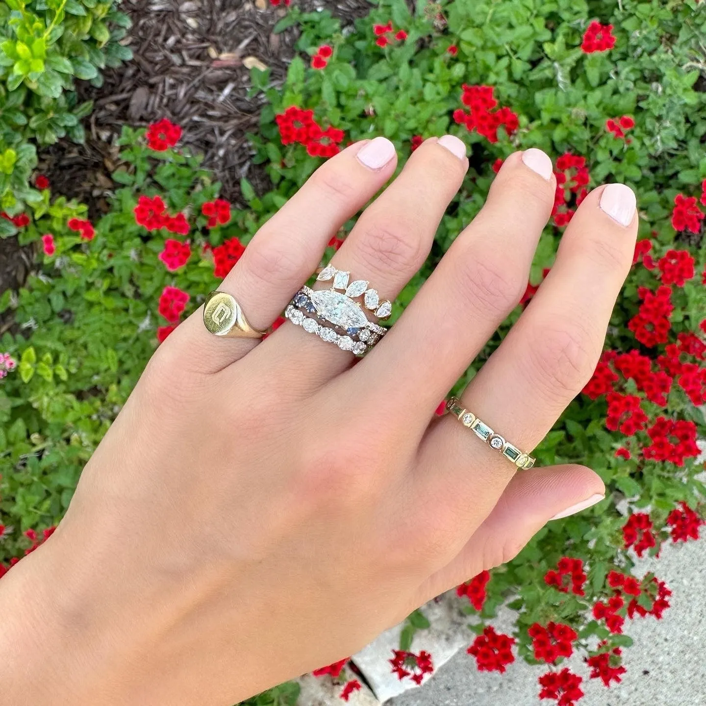 Marquise Cut Solitaire on Diamond Band