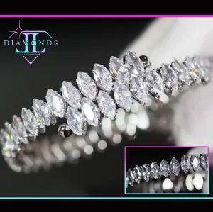 Marquise Diamond Bangle | Womens Marquise Diamond Bracelet | Silver Diamond Bracelets