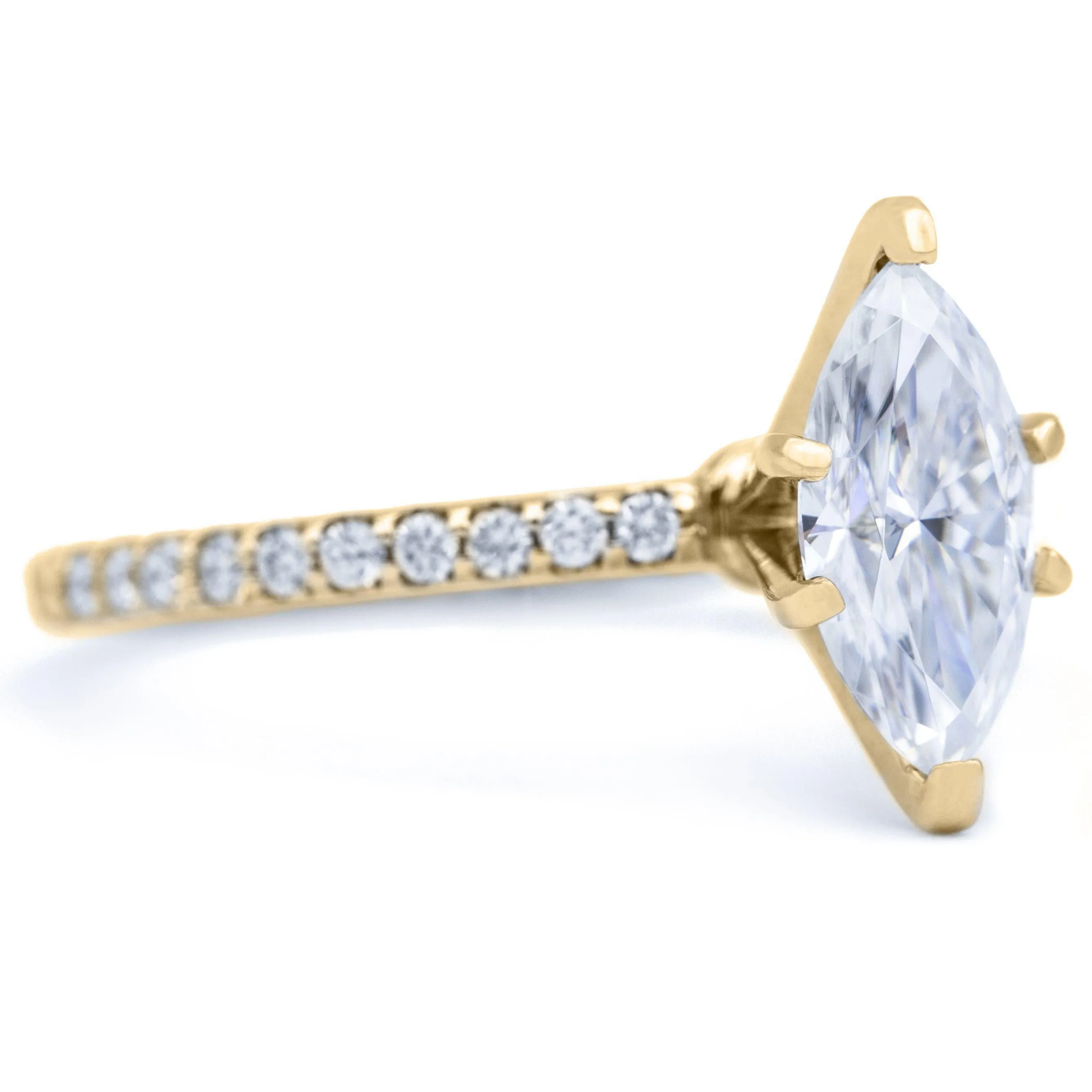 Marquise Moissanite 6 Prongs Diamond Accent Ice Solitaire Ring