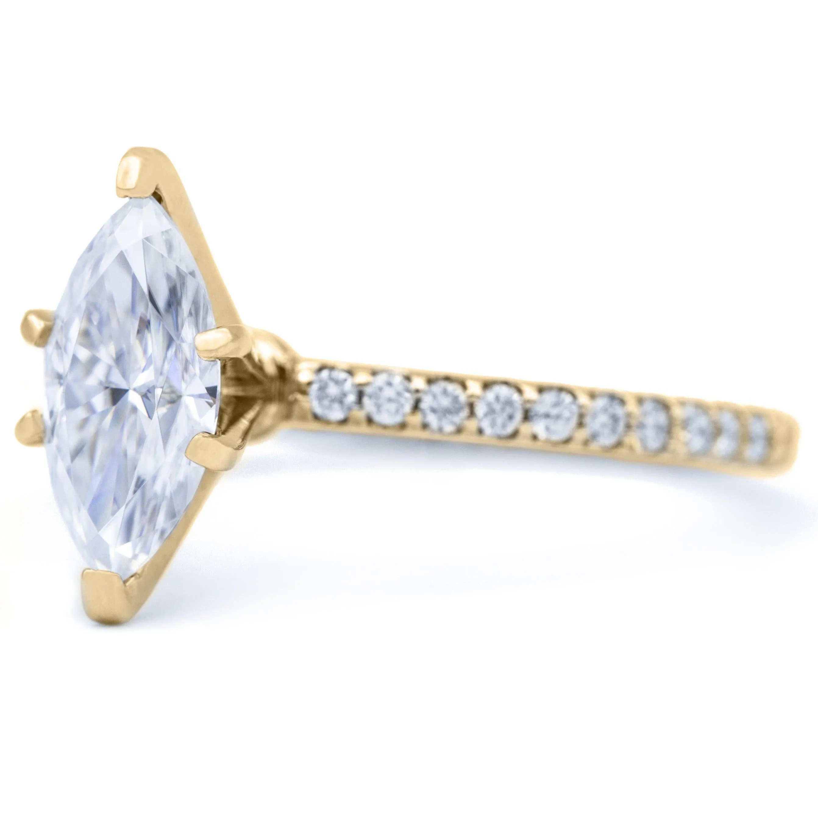 Marquise Moissanite 6 Prongs Diamond Accent Ice Solitaire Ring