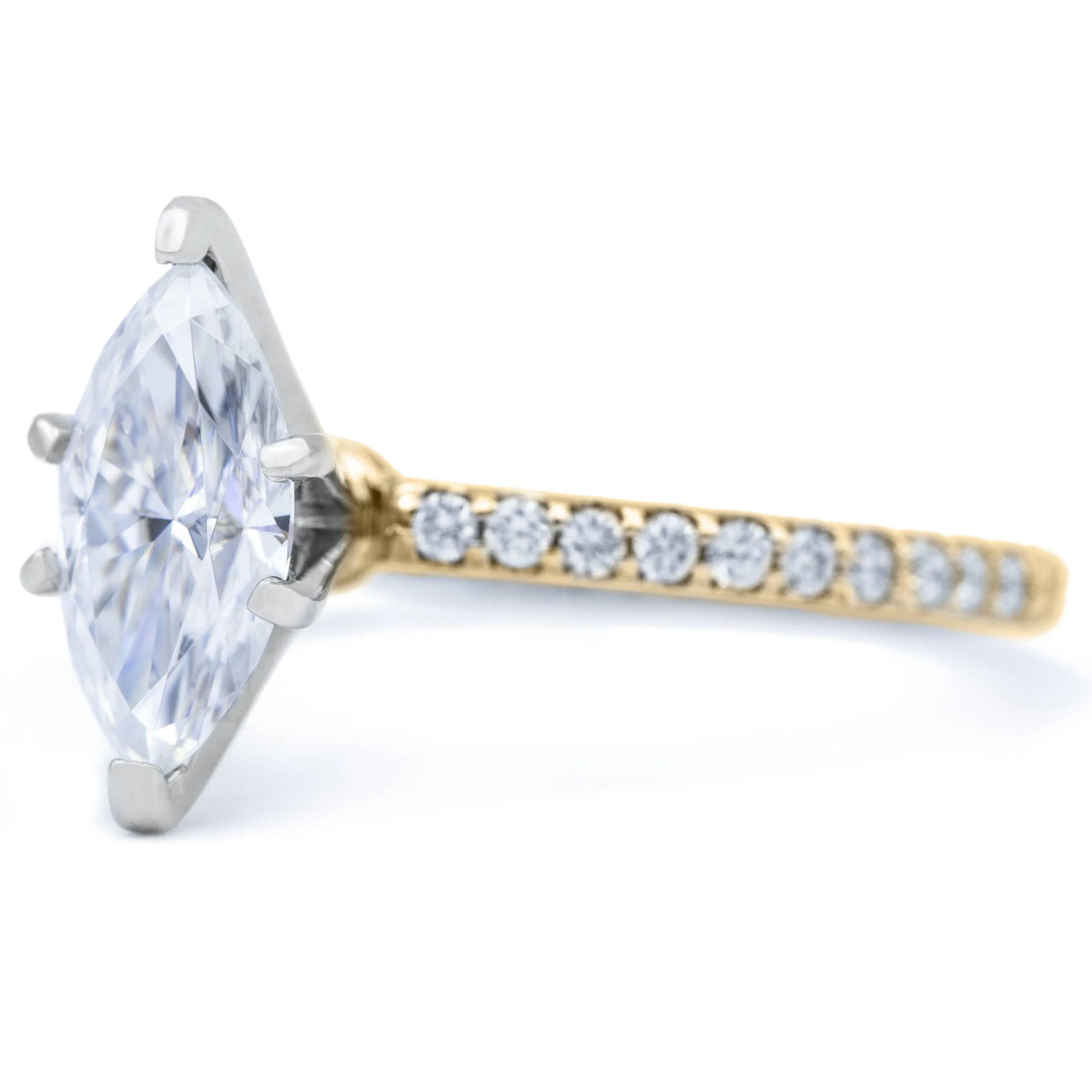 Marquise Moissanite 6 Prongs Diamond Accent Ice Solitaire Ring