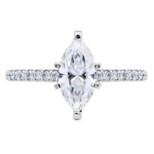 Marquise Moissanite 6 Prongs Diamond Accent Ice Solitaire Ring