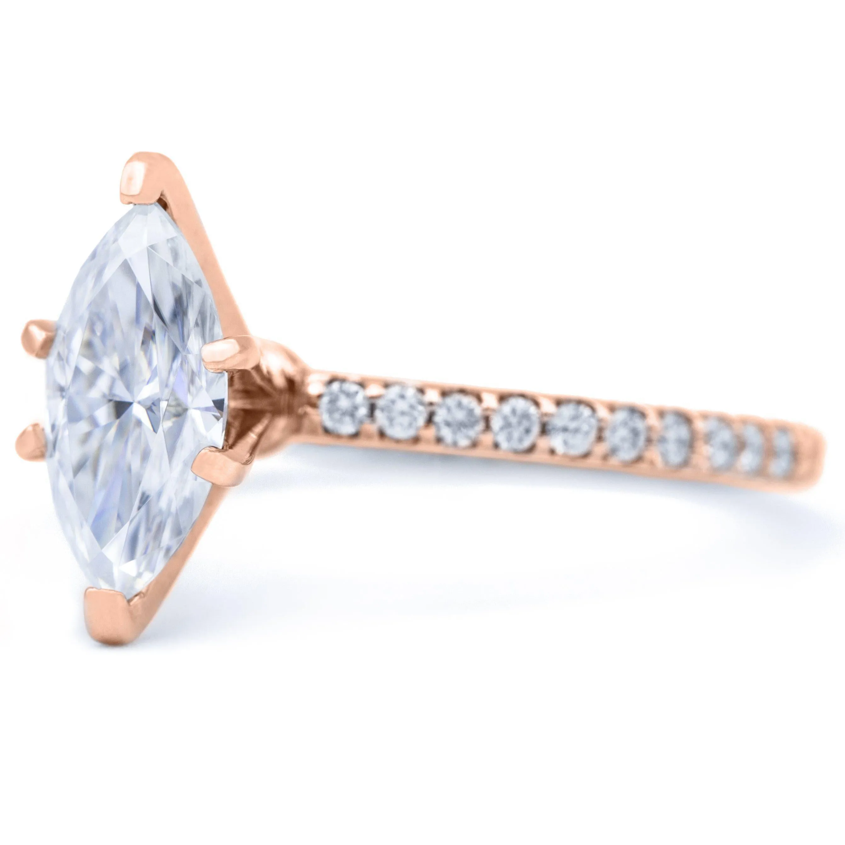 Marquise Moissanite 6 Prongs Diamond Accent Ice Solitaire Ring