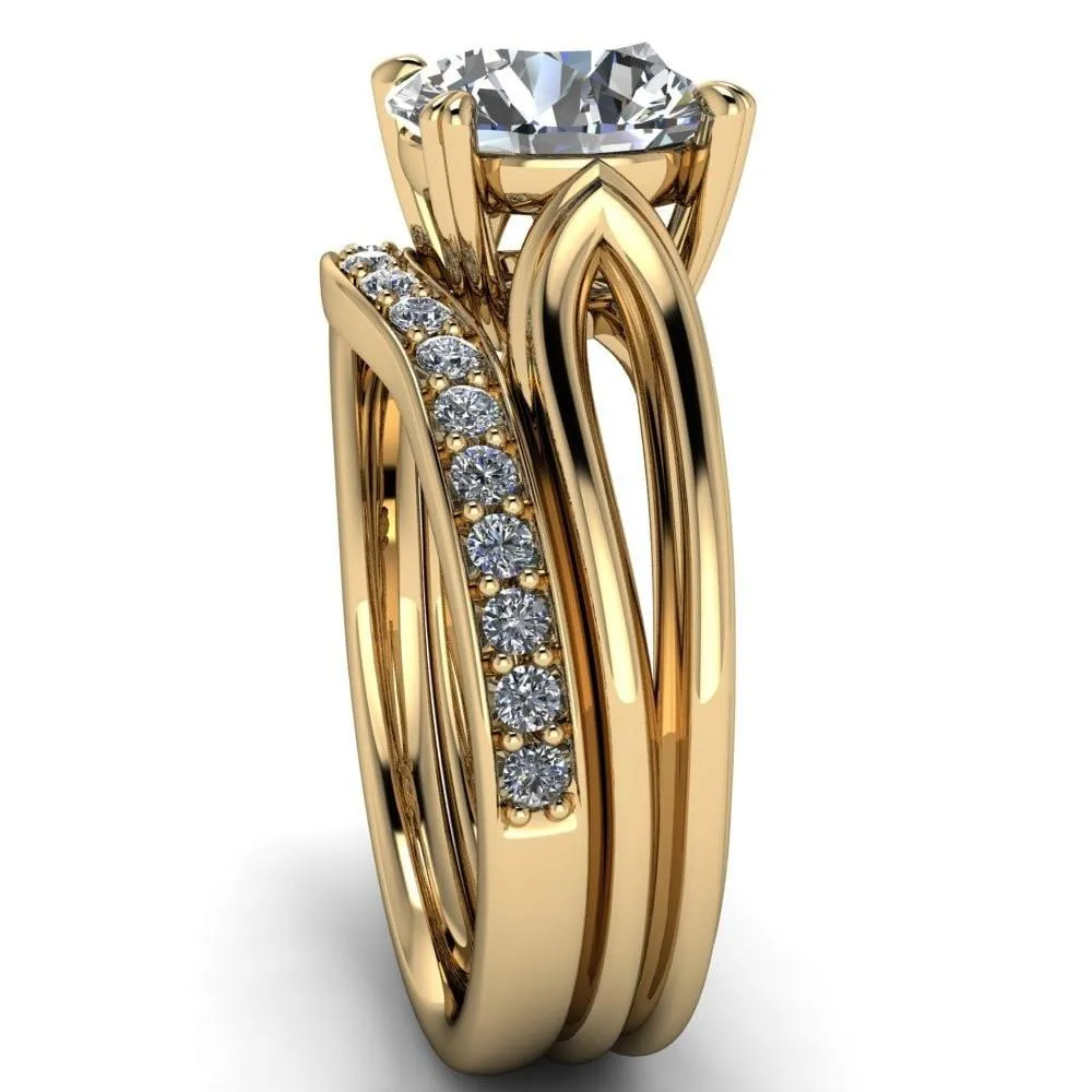 Martha Round Center Stone 4 Prong Split Shank Engagement Ring