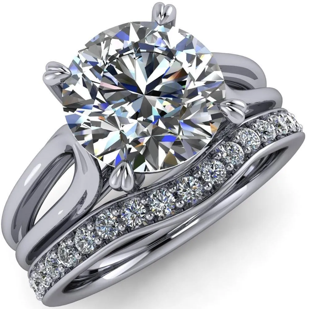 Martha Round Center Stone 4 Prong Split Shank Engagement Ring