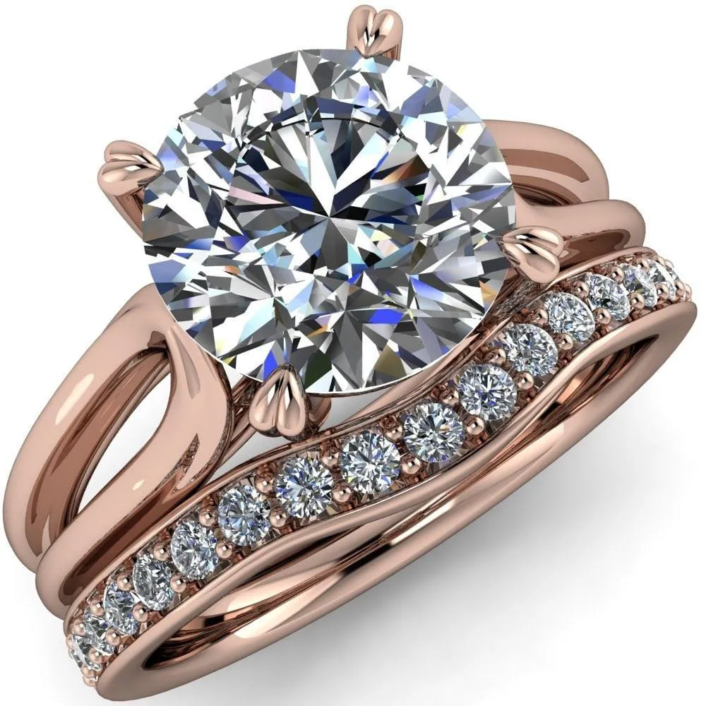 Martha Round Center Stone 4 Prong Split Shank Engagement Ring