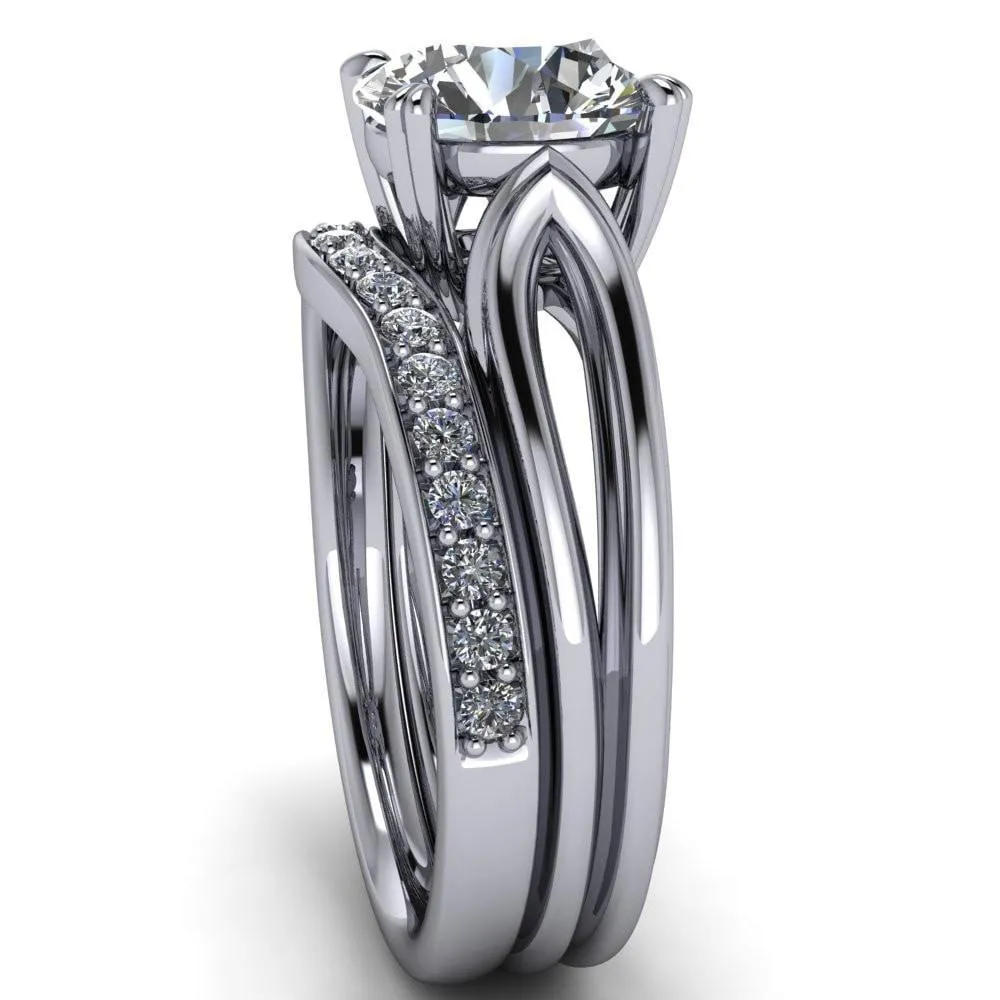 Martha Round Center Stone 4 Prong Split Shank Engagement Ring