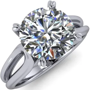Martha Round Center Stone 4 Prong Split Shank Engagement Ring