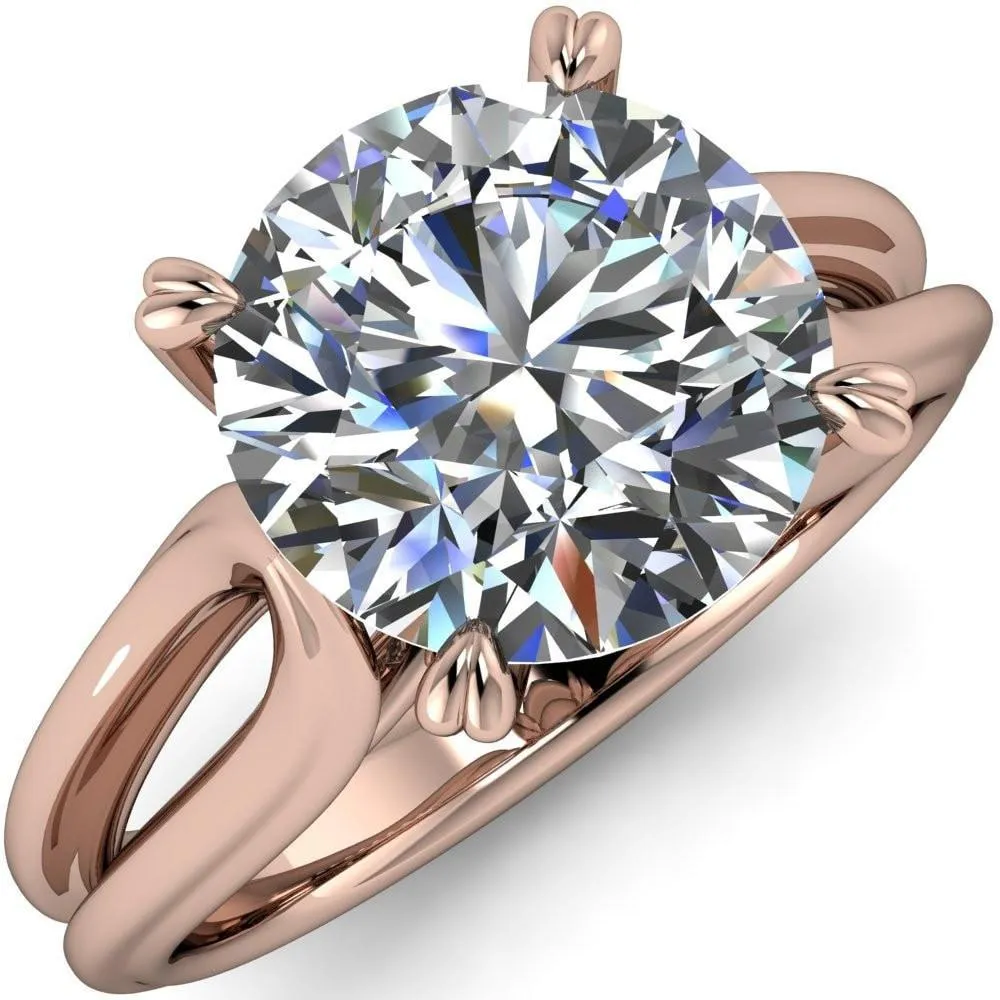 Martha Round Center Stone 4 Prong Split Shank Engagement Ring