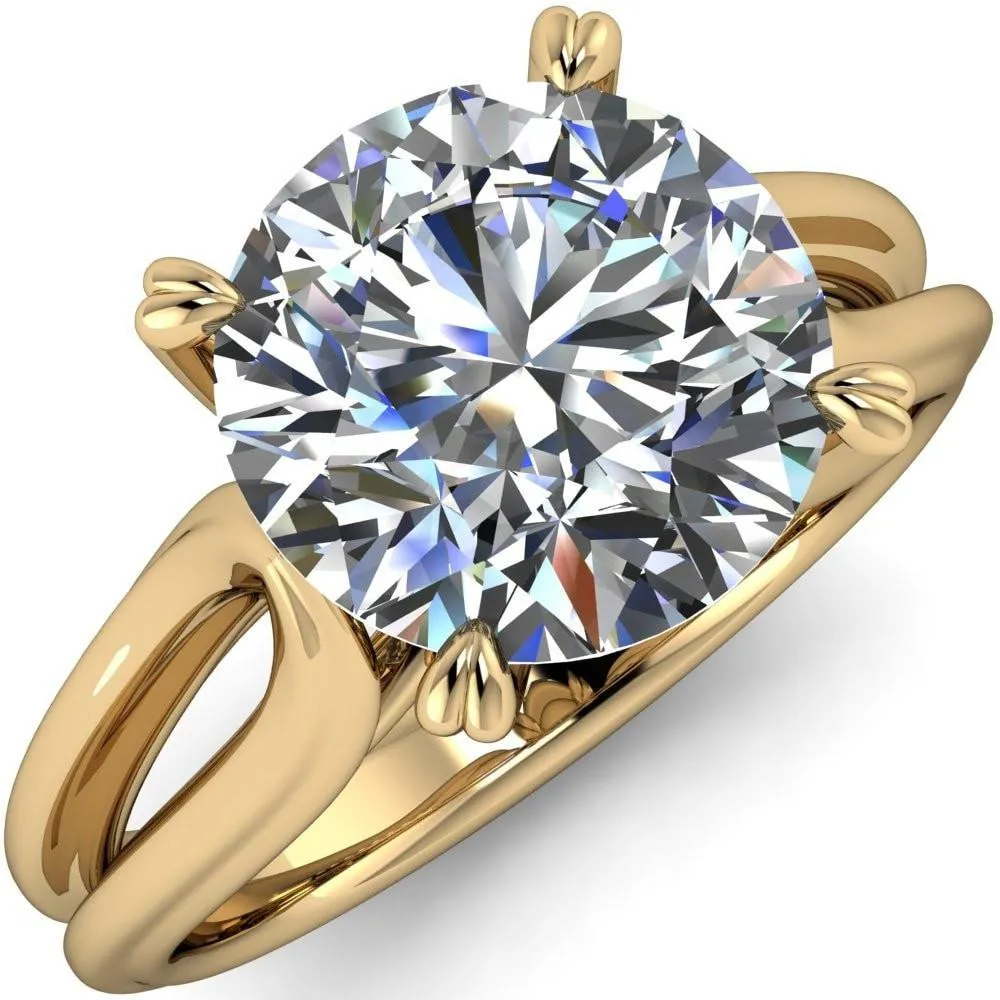 Martha Round Center Stone 4 Prong Split Shank Engagement Ring