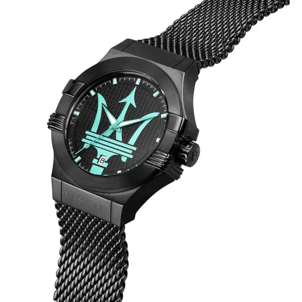 Maserati Potenza Aqua Black Mesh Braselet Black Dial Quartz Watch for Gents - R8853144002